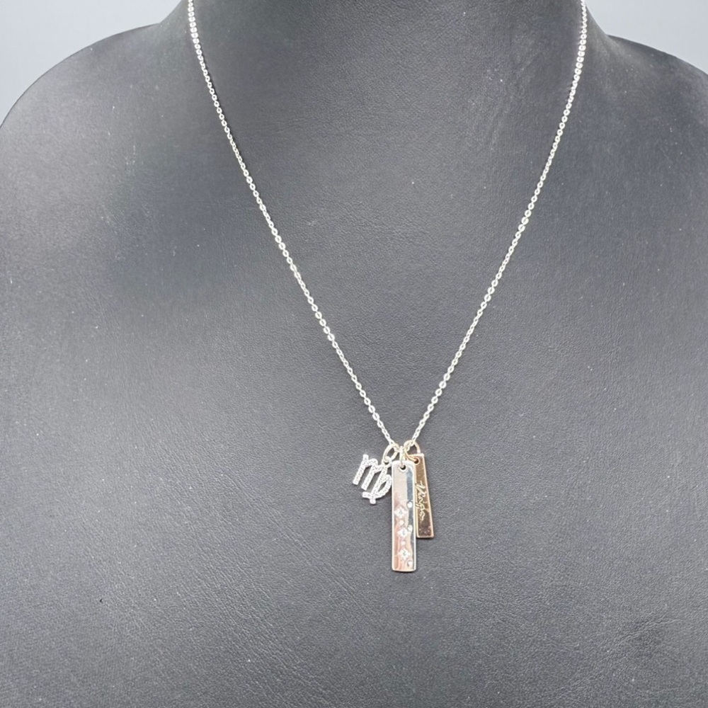 Unwritten Virgo Charm Necklace - Sterling Silver Chain & Silver Plated Charms